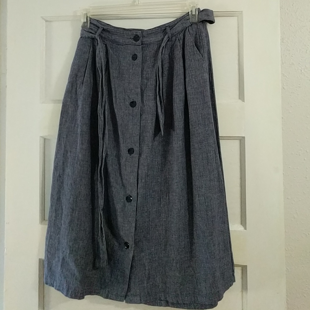 Denim Colored Button Skirt